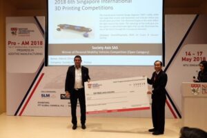 Axis vainqueur du prix de la 6th Singapore International 3D Printing Competitions